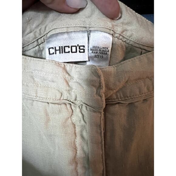 Chicos Pants Womens 1.5 (10) Beige Tan Wide Leg 100% Linen Airy Spring - Picture 6 of 9